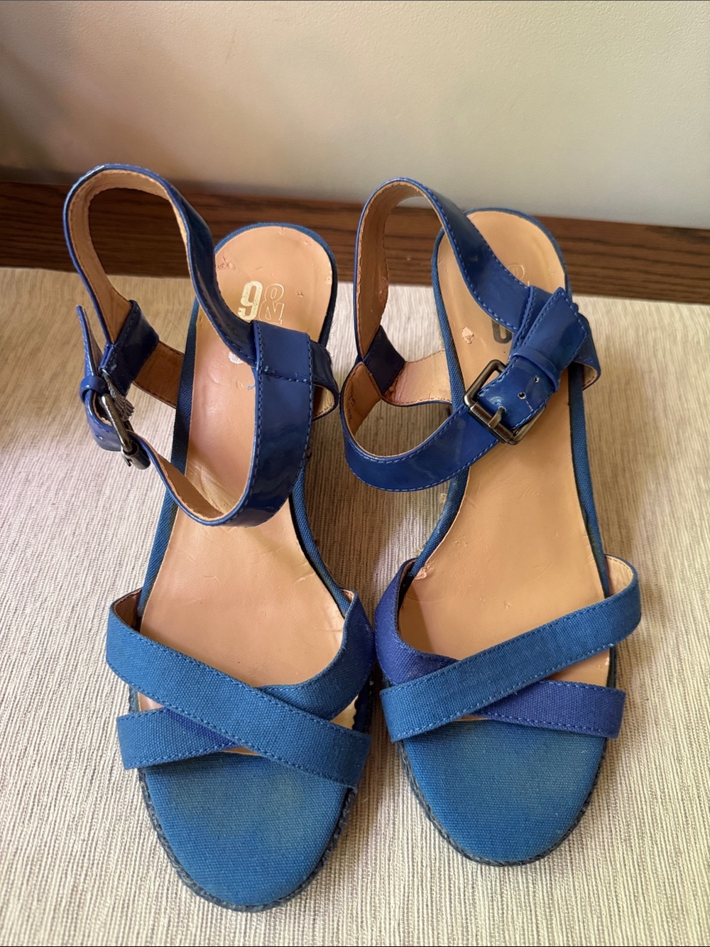 Women’s Blue Strappy Slingback Sandals with Buckle